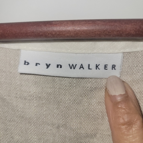 Bryn walker Naida Linen 3/4 Sleeve Asymmetrical Tunic midi dress beige medium - Picture 4 of 8